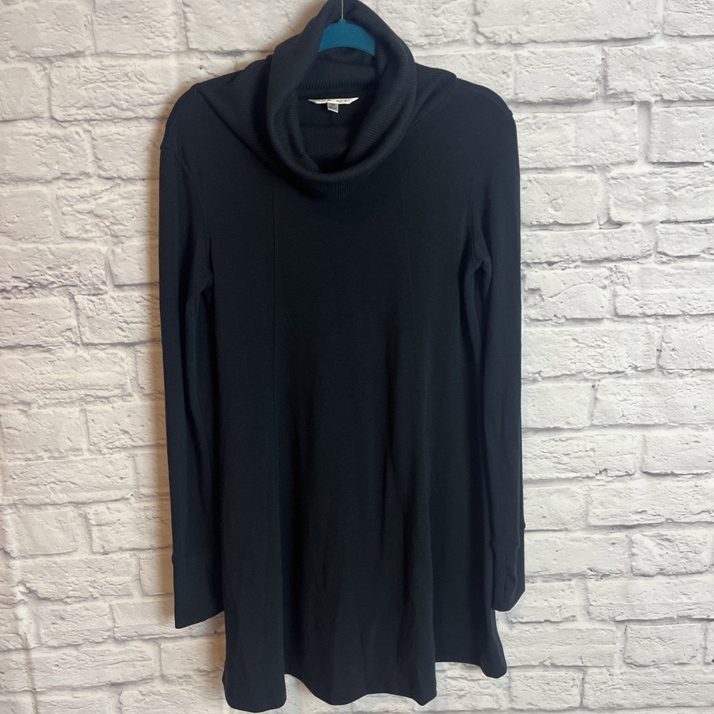 Cabi Minimalist Grunge Cowl Neck Knit Swing Black Dress Size Medium